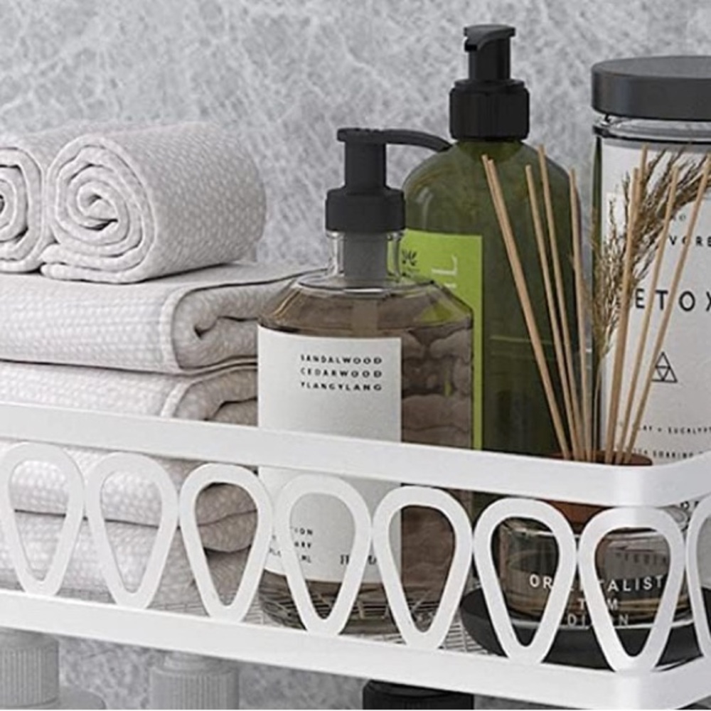 (Sale $10) 2 pc cream  Metal Bathroom Shelves/ Organizer
